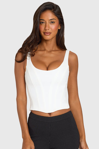 White Ponte Boned Corset Top