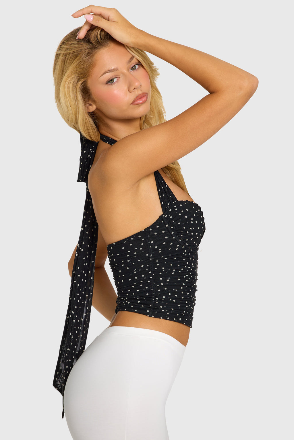 Black Polka Dot Underwired Halter Top