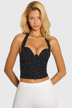 Black Polka Dot Underwired Halter Top