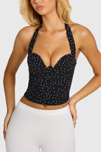 Black Polka Dot Underwired Halter Top