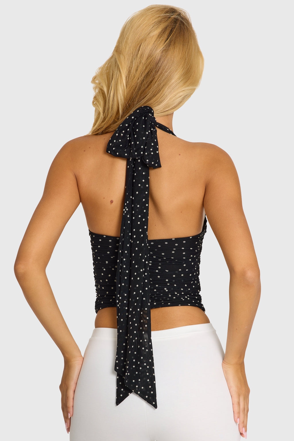 Black Polka Dot Underwired Halter Top