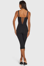 Black Pinstripe Ponte Capri Leggings