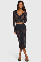 Black Lace-Trim Cropped Cardigan
