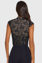 Black Lace Cut-Out Crop Top