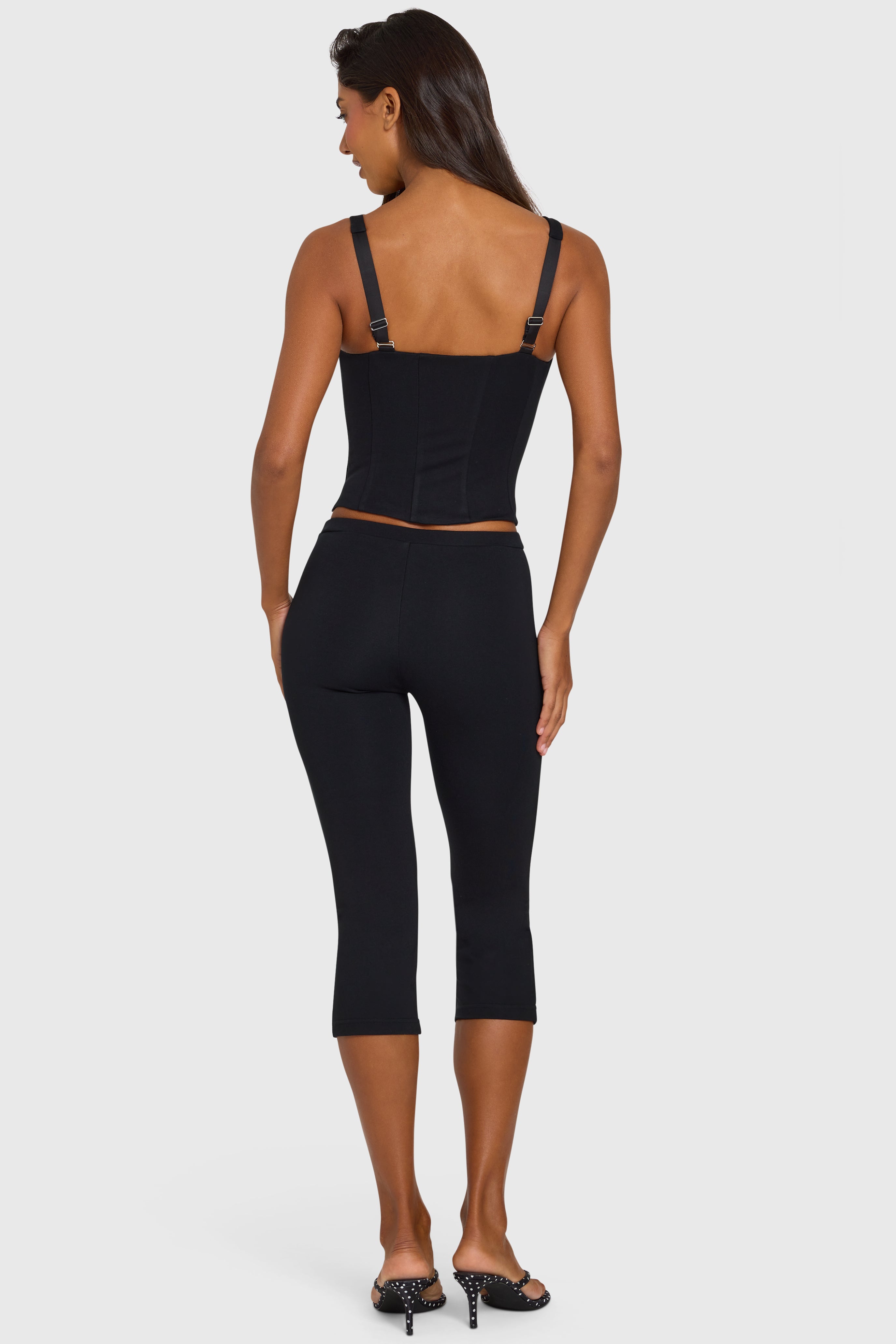 Black Side-Zip Ponte Capri Leggings