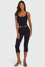 Black Side-Zip Ponte Capri Leggings