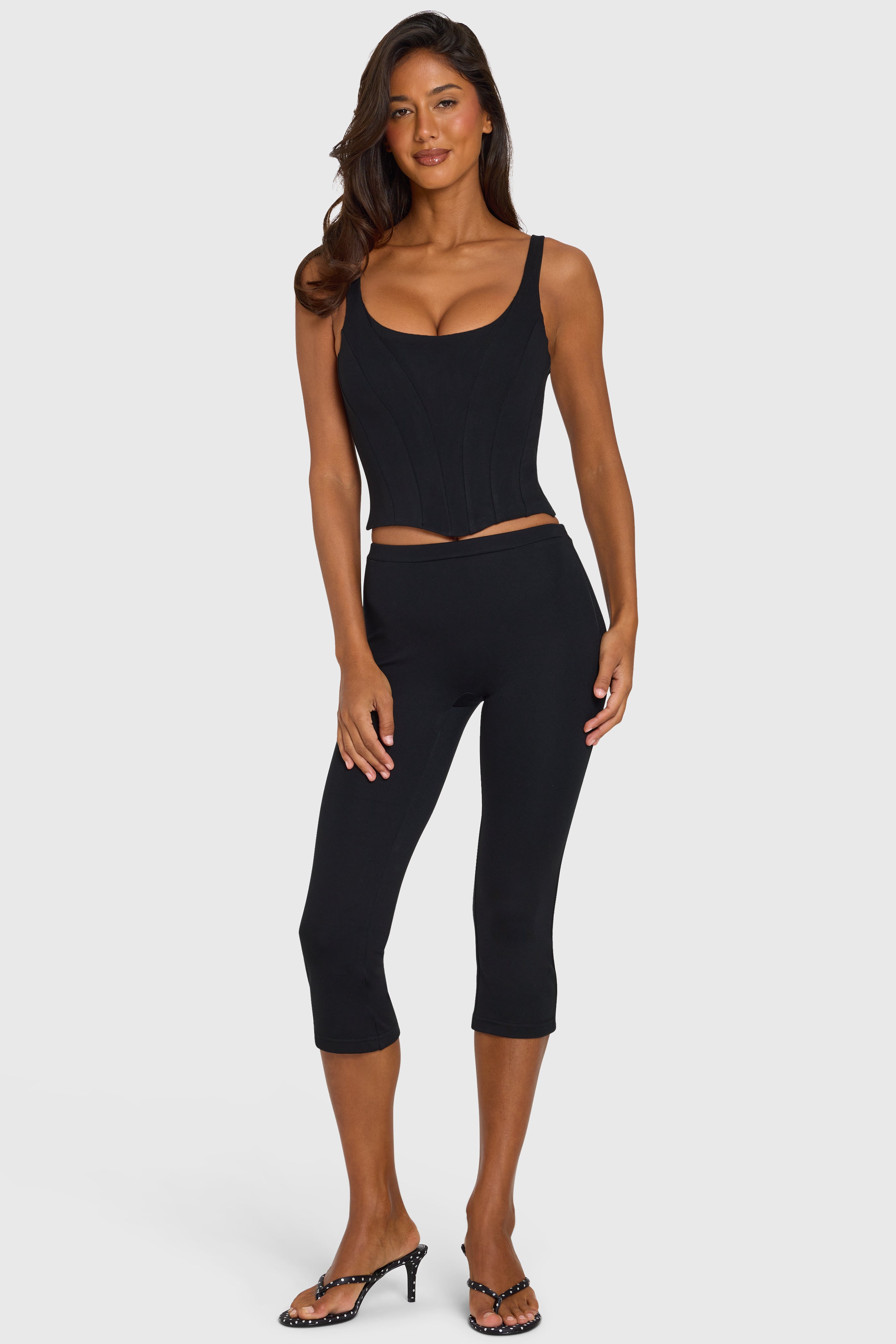 Black Side-Zip Ponte Capri Leggings