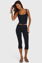 Black Side-Zip Ponte Capri Leggings