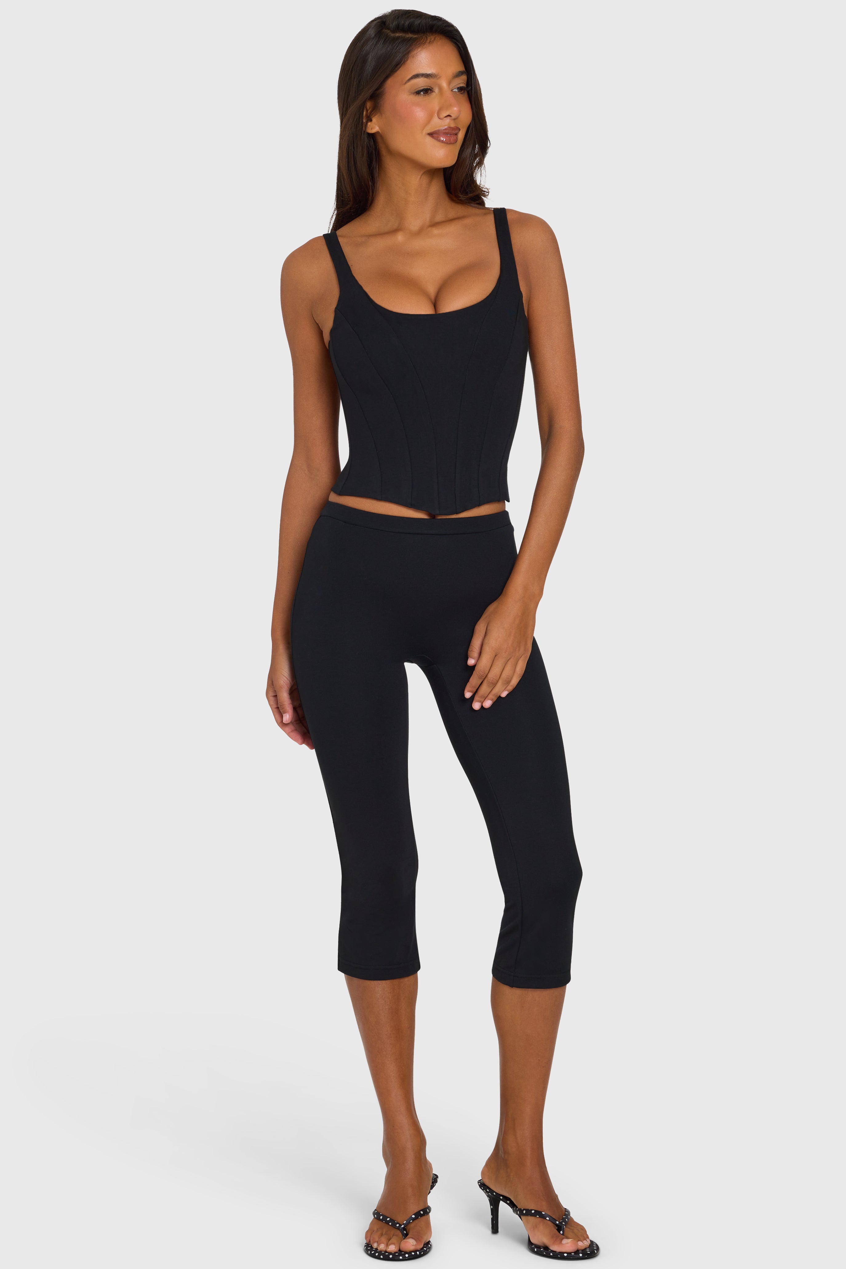 Black Side-Zip Ponte Capri Leggings