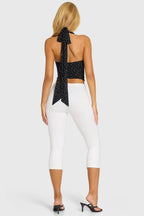 White Ponte Capri Leggings