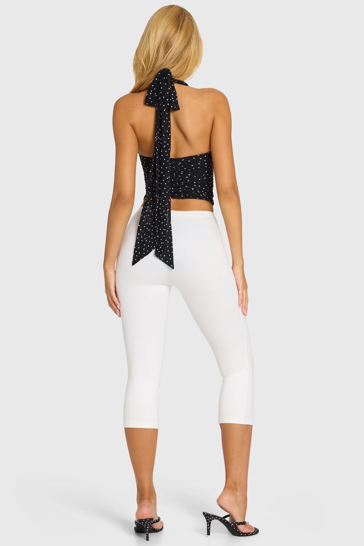 White Ponte Capri Leggings