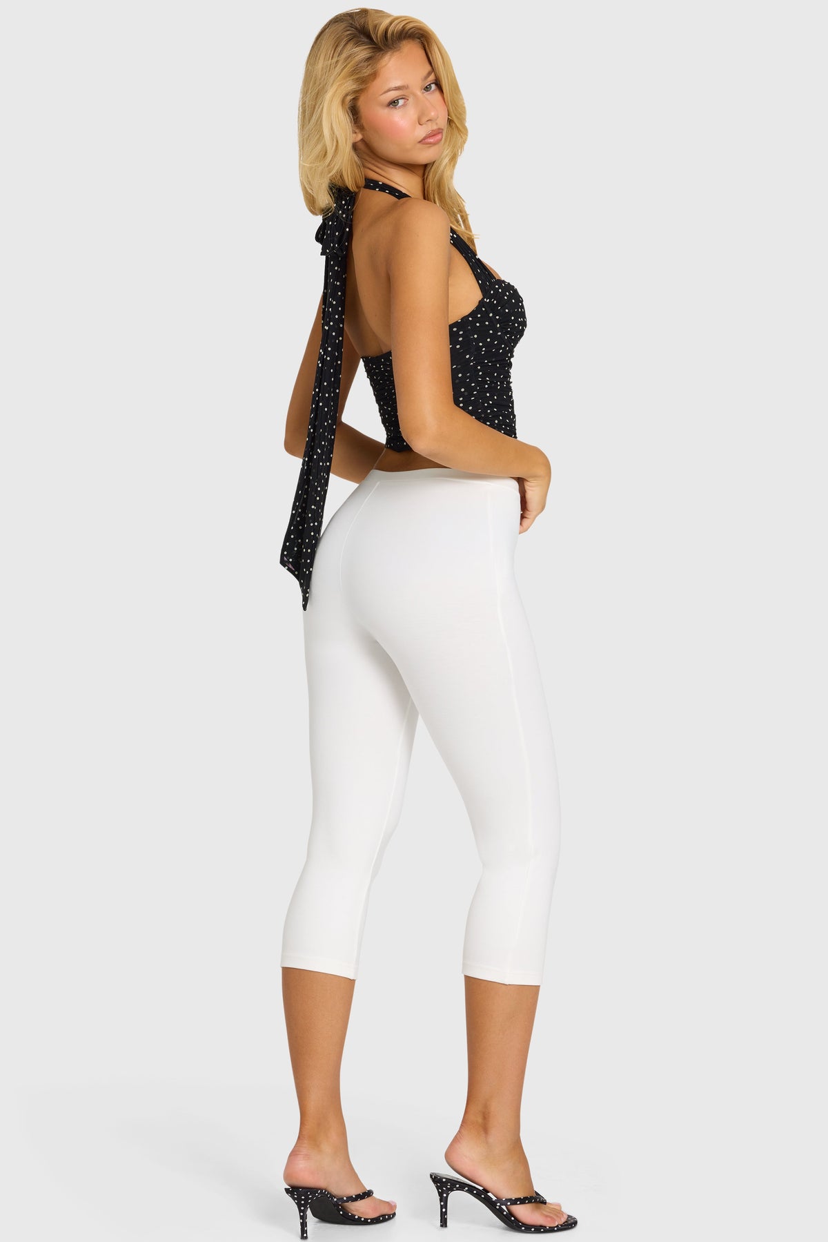 White Ponte Capri Leggings