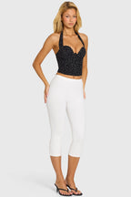 White Ponte Capri Leggings