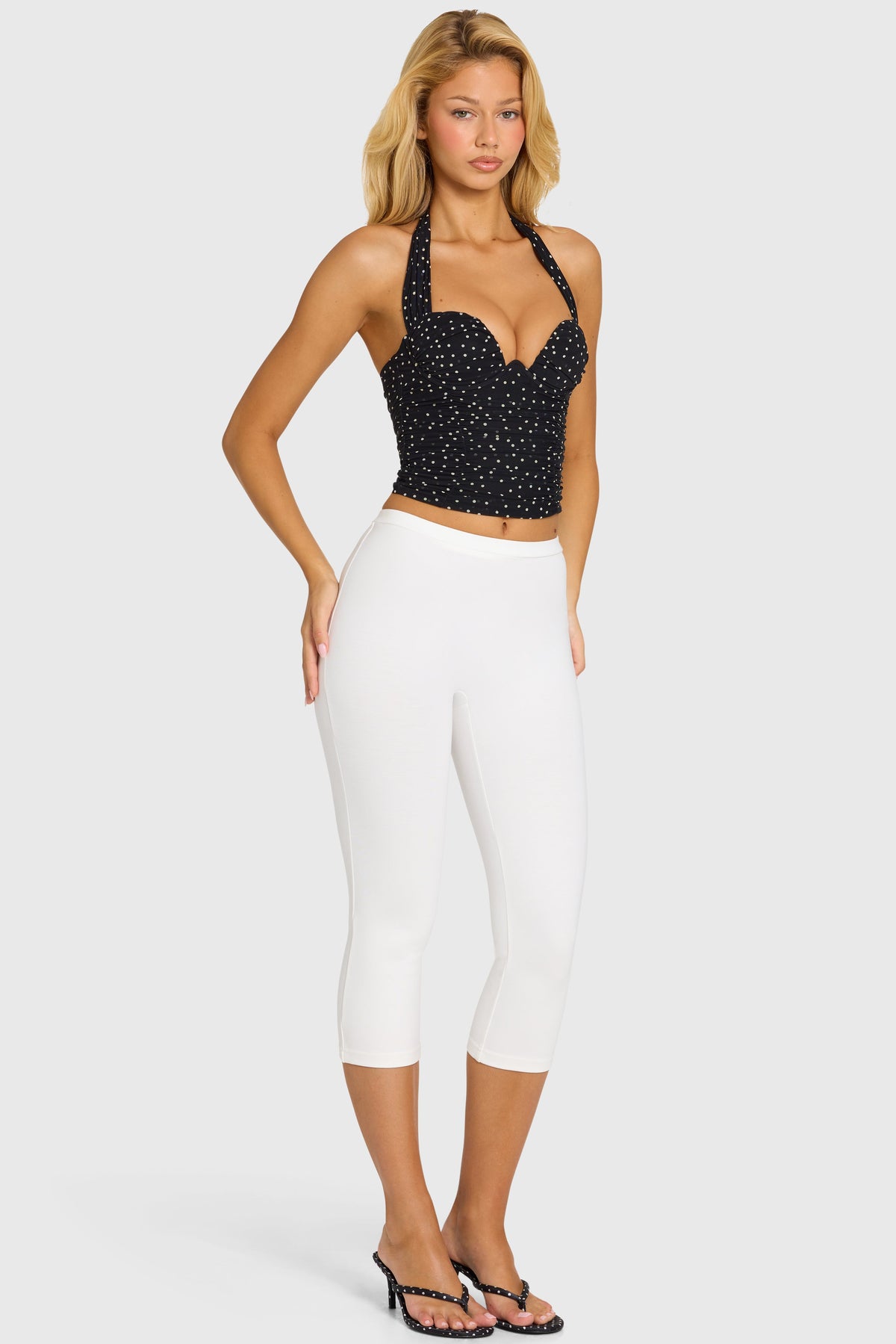 White Ponte Capri Leggings