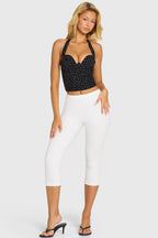 White Ponte Capri Leggings