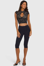 Black Ponte Capri Leggings