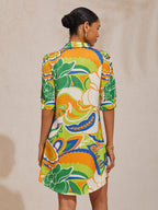 Santorini Scenic Satin Midi Shirt Dress in Jet Black by Aurelia Sun