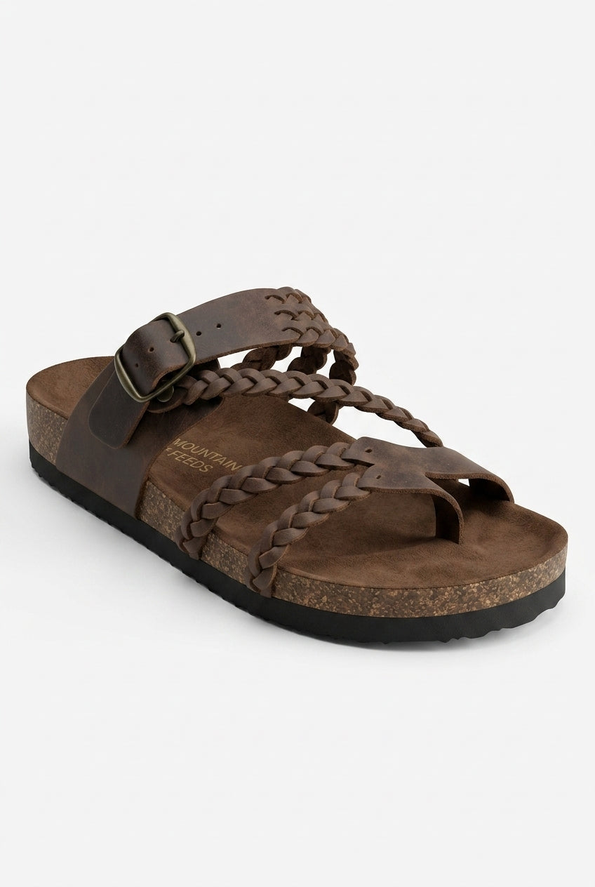 Hayleigh Braided Cork Sandals – Beige