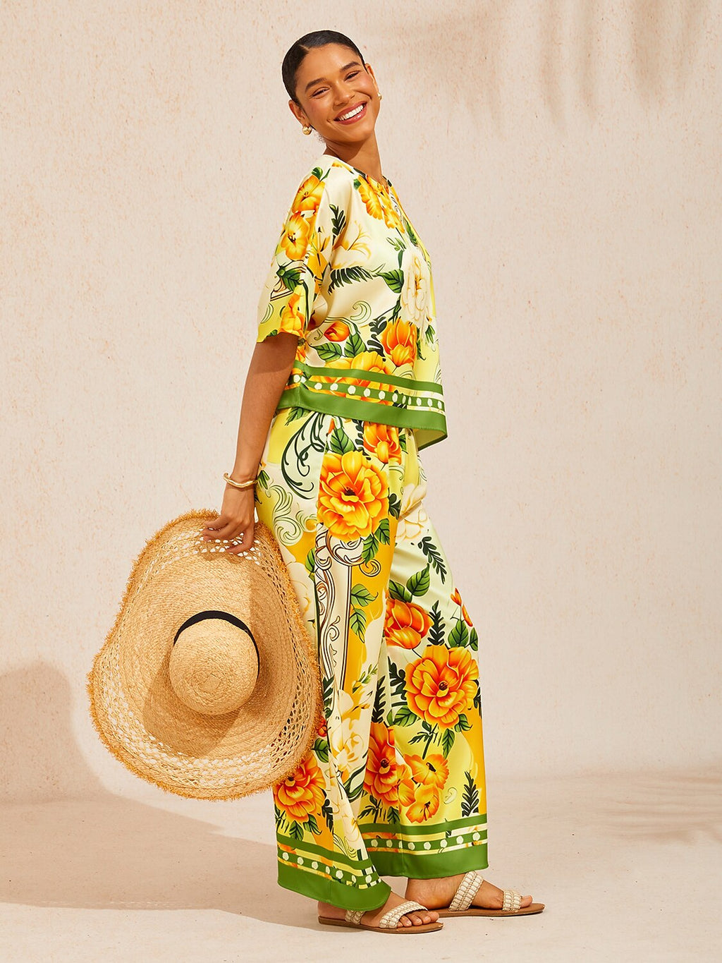 Bell Flower Satin Batwing Top by Aurelia Sun