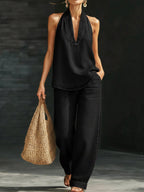 Maren Denim Two-Piece Set – Black