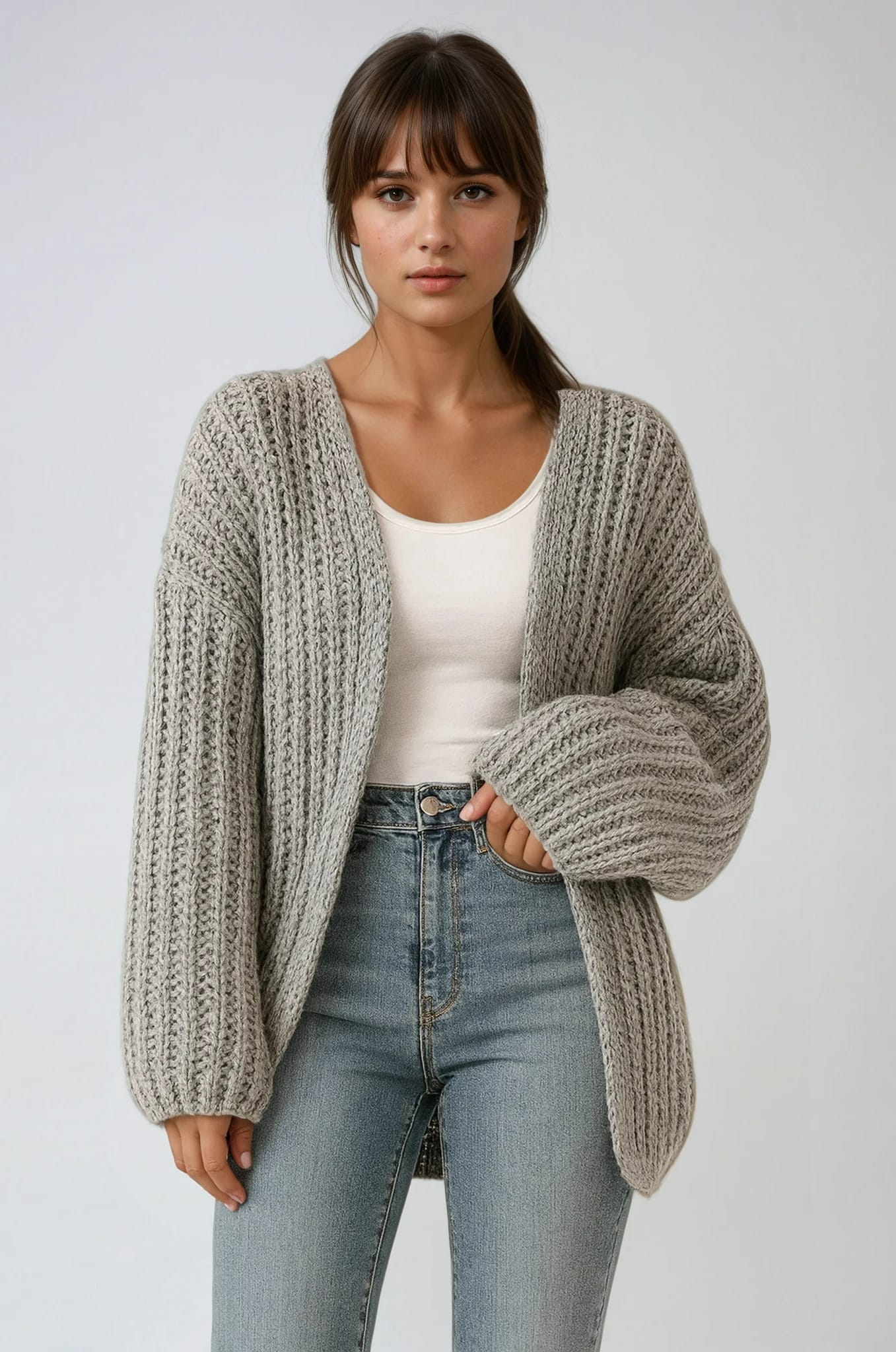 Chunky Knit Open-Front Cardigan