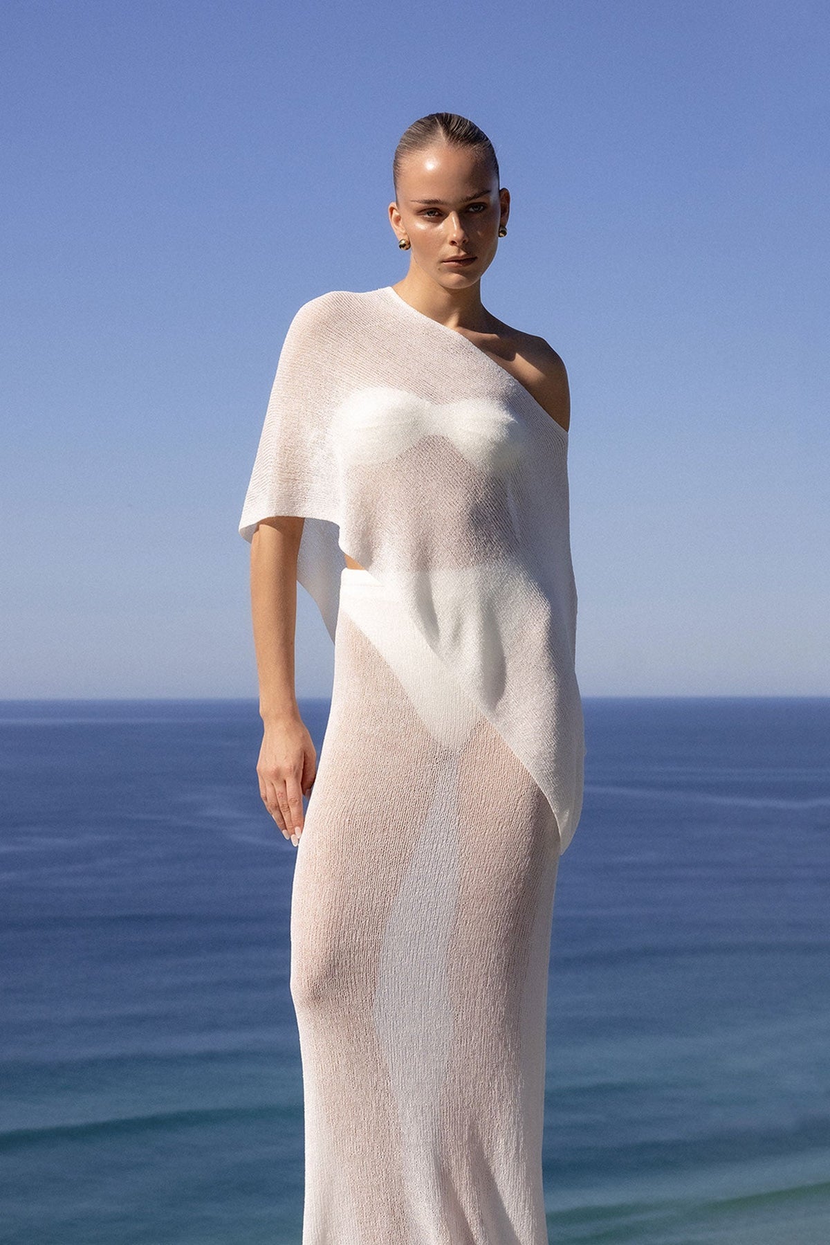Luna Sheer Knit Cover-Up Top – Ivory