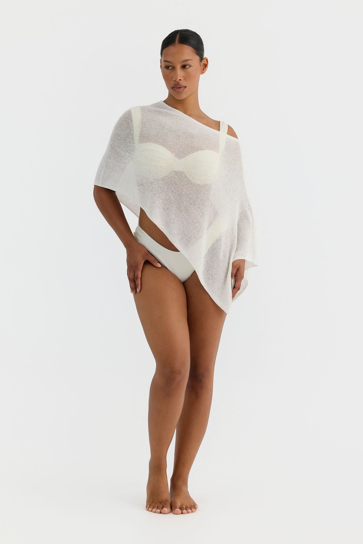 Luna Sheer Knit Cover-Up Top – Ivory
