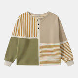 Patchwork Waffle-Knit Henley Jumper