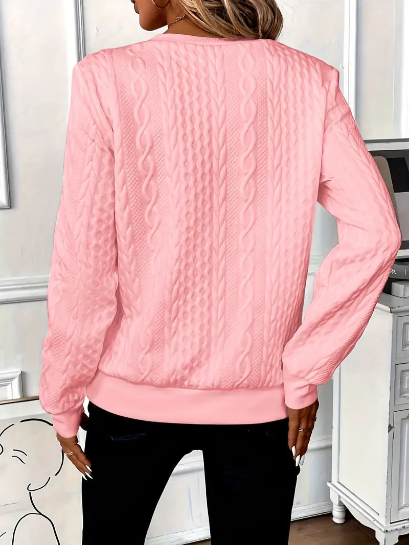 Amy Zip-Neck Knit Sweater – Pink