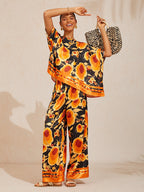 Golden Petal Satin Batwing Top by Aurelia Sun