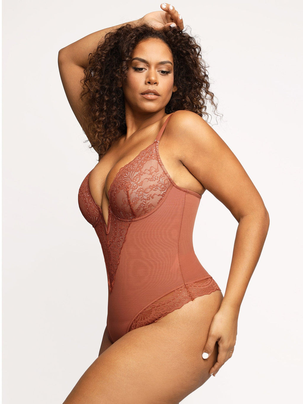 Amélie Deep-V Lace Thong Bodysuit – Butter Yellow