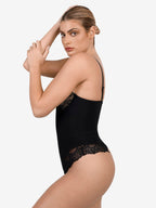 Amélie Deep-V Lace Thong Bodysuit – Chocolate