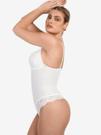 Amélie Deep-V Lace Thong Bodysuit – Purple