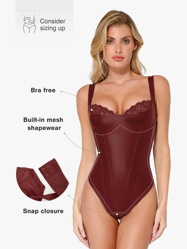 Noelle Lace Balconette Sculpting Bodysuit – Burgundy