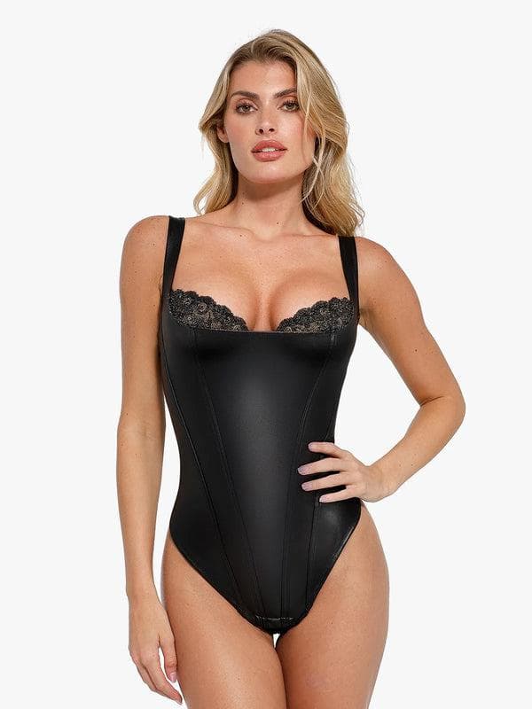 Noelle Lace Balconette Sculpting Bodysuit – Black