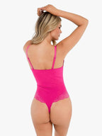 Amélie Deep-V Lace Thong Bodysuit – Dusty Rose