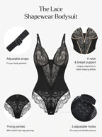 Amélie Deep-V Lace Thong Bodysuit – Chocolate