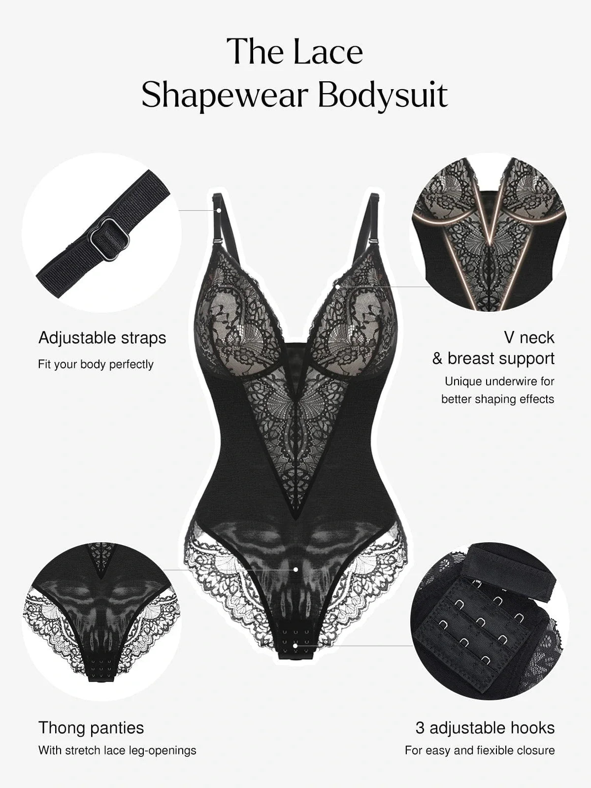 Amélie Deep-V Lace Thong Bodysuit – Chocolate