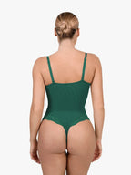 Amélie Deep-V Lace Thong Bodysuit – Black