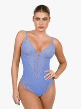 Amélie Deep-V Lace Thong Bodysuit