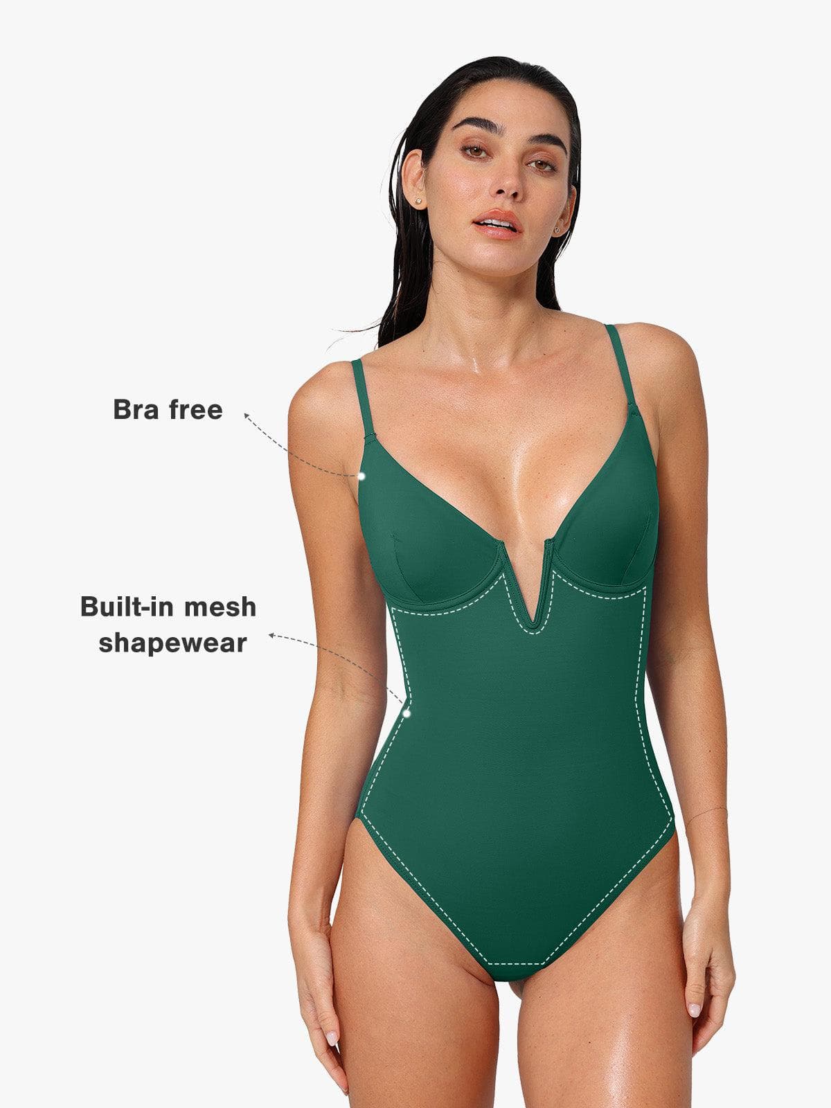 Marina Plunge Sculpting Swimsuit – Red