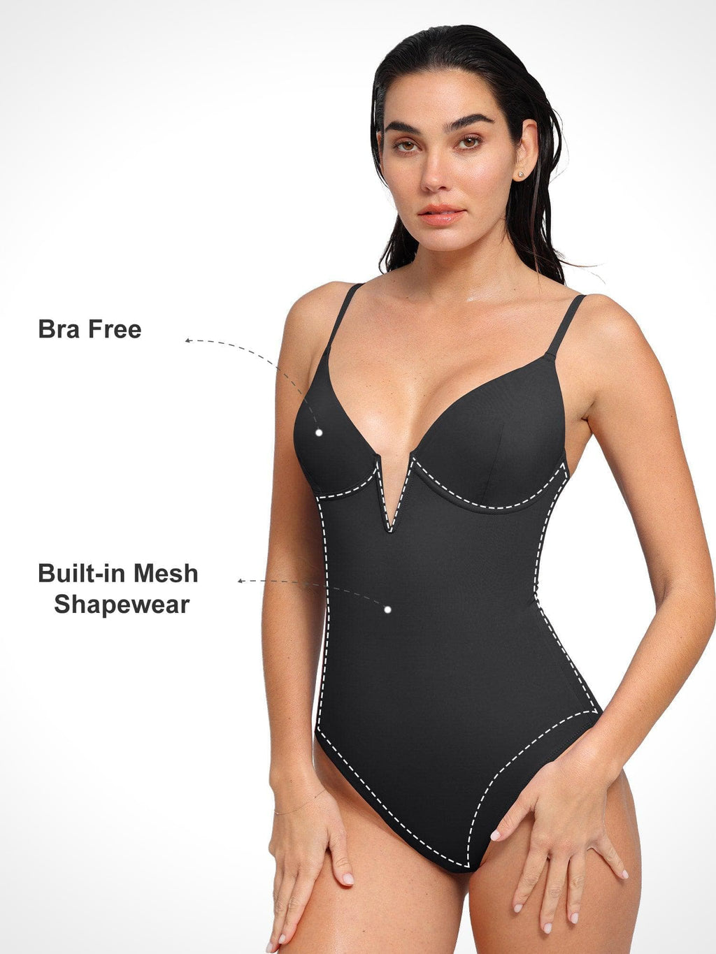 Marina Plunge Sculpting Swimsuit – Black