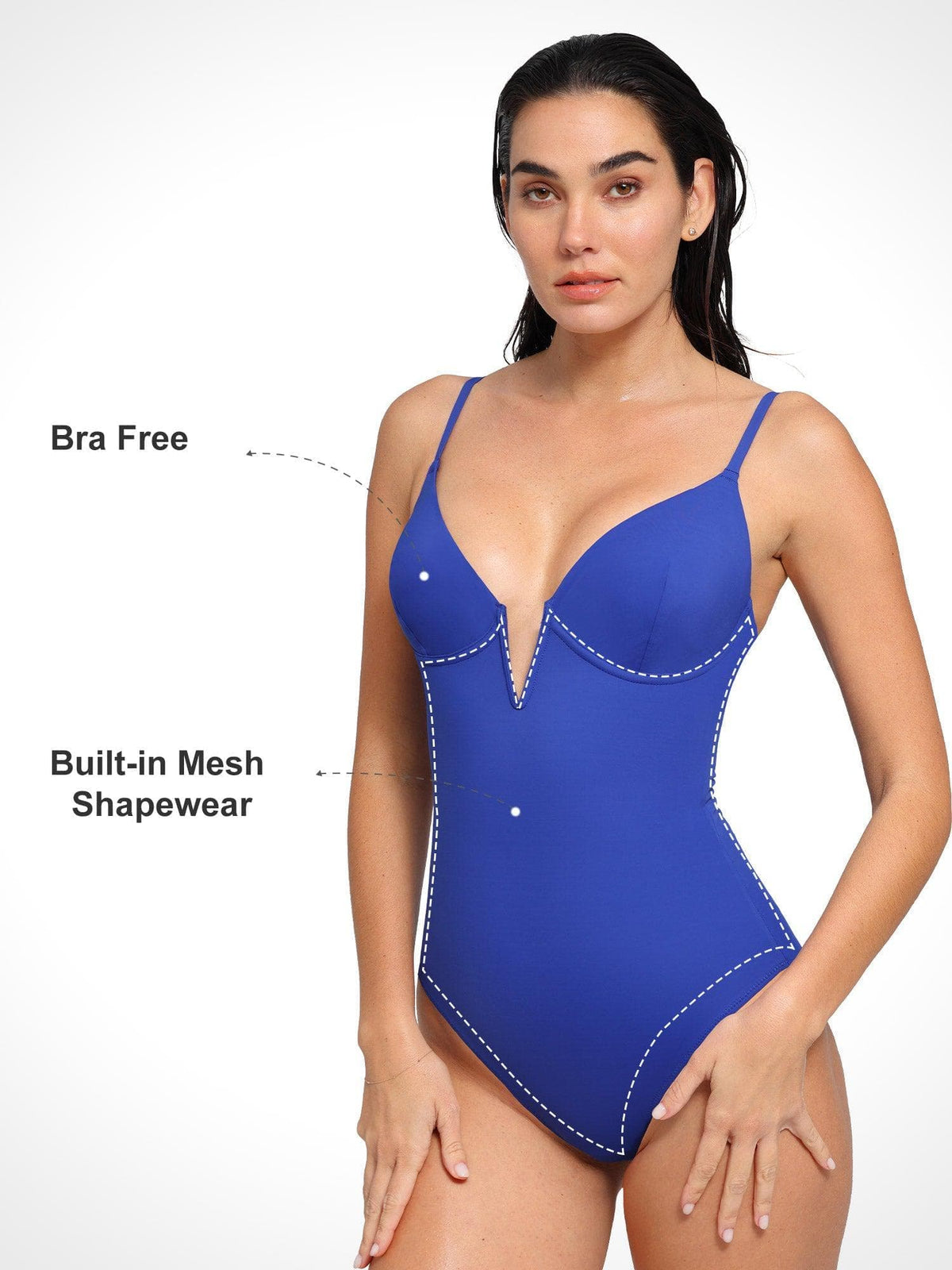 Marina Plunge Sculpting Swimsuit – Blue