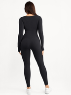 Selene Square-Neck Sculpting Jumpsuit – Red
