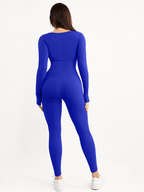 Selene Square-Neck Sculpting Jumpsuit – Blue
