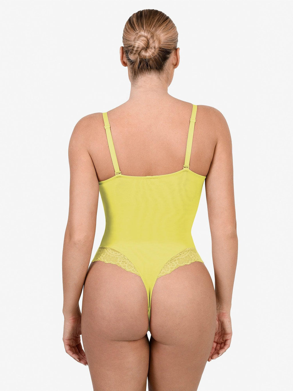 Amélie Deep-V Lace Thong Bodysuit – Lime Green