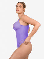 Amélie Deep-V Lace Thong Bodysuit – Lime Green