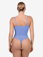 Amélie Deep-V Lace Thong Bodysuit – Light Blue