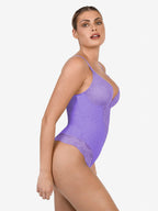 Amélie Deep-V Lace Thong Bodysuit – Lime Green