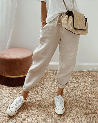 Genevieve Linen Straight-Leg Pants